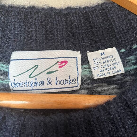 Vintage Christopher & Banks Mohair Blend Grandpa Knit Sweater Size Medium Crosby - Picture 3 of 3